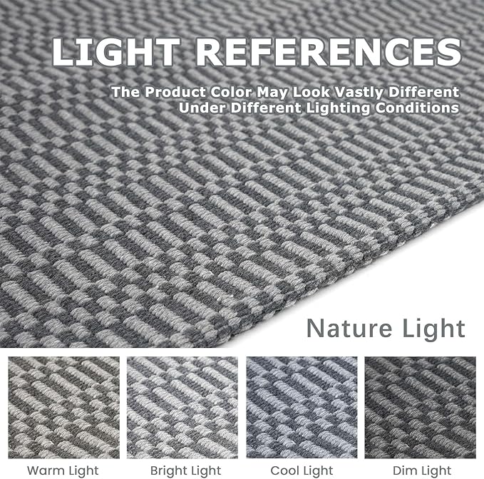 KOZYFLY Washable Runner Rug 3x12 ft Hallway Kitchen Runner Rugs with Rubber Backing Bobo Non Slip Entryway Runner Indoor, Long Carpet Runners for Hall Kitchen Entryway, Grey/Charcoal Grey