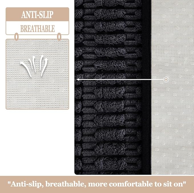 Meider Couch Covers Ottoman Covers, 32x52 inch Anti-Slip Washable Corduroy Stool Furniture Protector (Black)