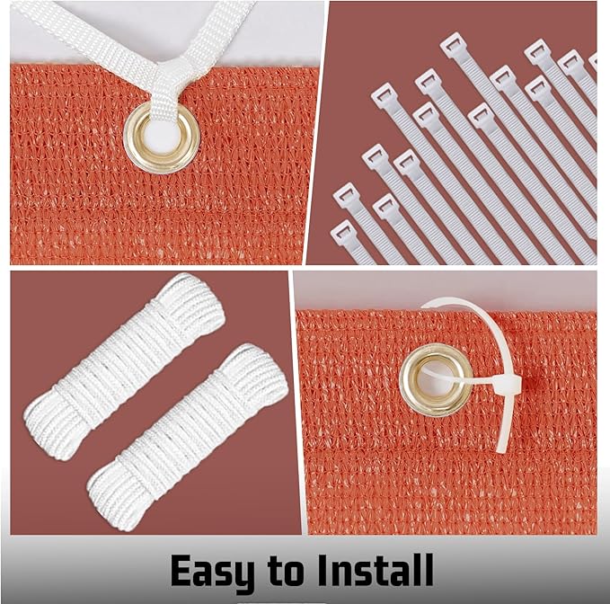 SUNNY GUARD Shade Cloth Custom Size 7x19 FT Sun Shade Screen Fabric Shade Cover Tarp with Grommets for Pergola Backyard Garden, Terra(We Customized)