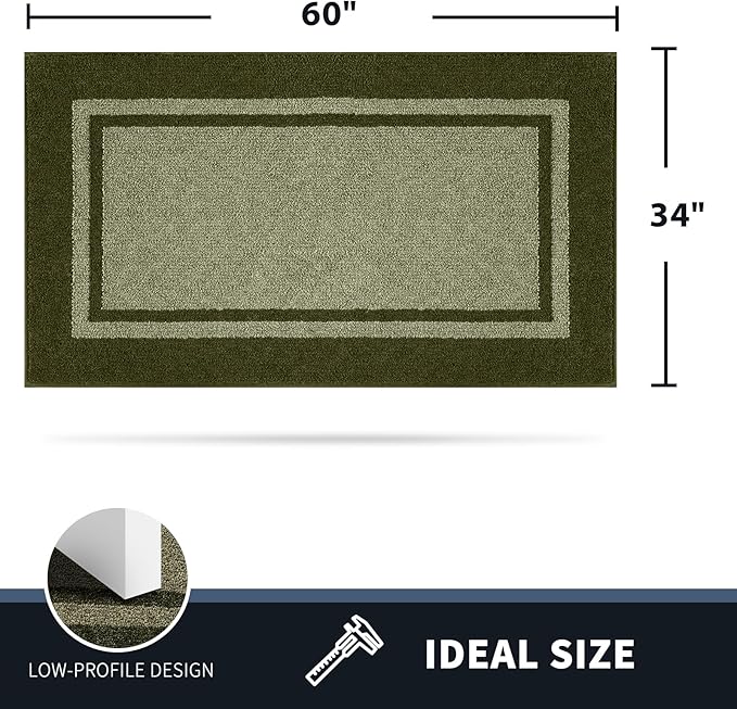 PURRUGS Dirt Trapping Door Mat 34" x 60", Non-Slip Machine Washable Entryway Rug, Entrance Mat, Indoor Front Door Mat, Super Absorbent Entry Rug for Muddy Shoes & Paws, Budding Green & Sage Green