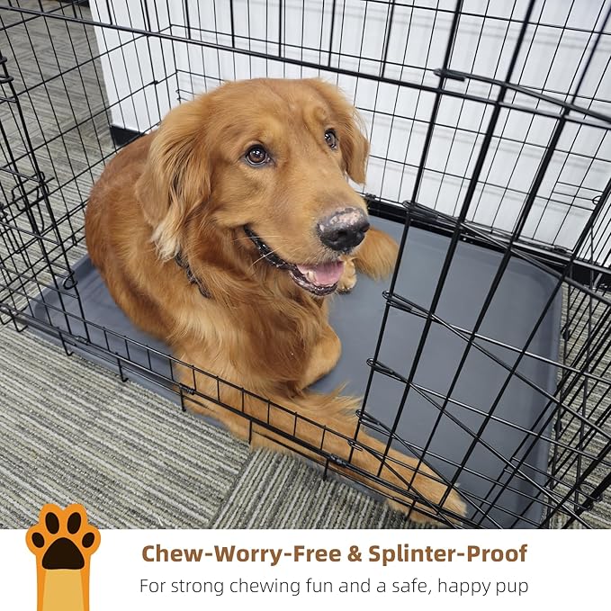 22.8 × 34.6 Inch Silicone Dog Crate Tray for Large Crates - Heavy Duty Replacement Pan & Non-Slip Liner, Durable Washable Bottom Tray, Odor Resistant (Dark Gray)