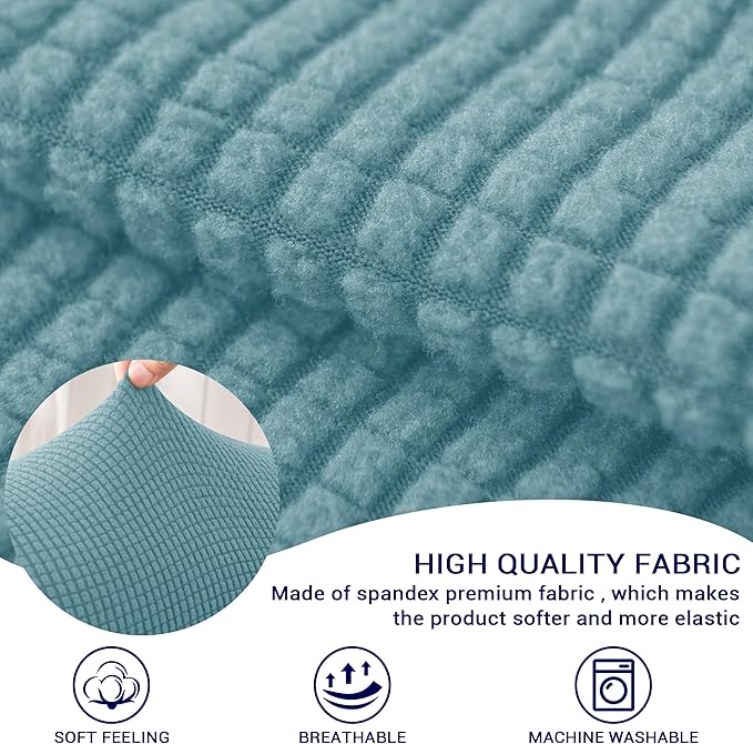 SUBRTEX Stretch Couch Arm Covers Set of 2, Checkered Sofa Arm Slipcovers, Anti-Slip Armrest Covers for Recliner and Armchairs, Pet Proof, High Stretchy, Hook & Loop Tape, Steel Blue