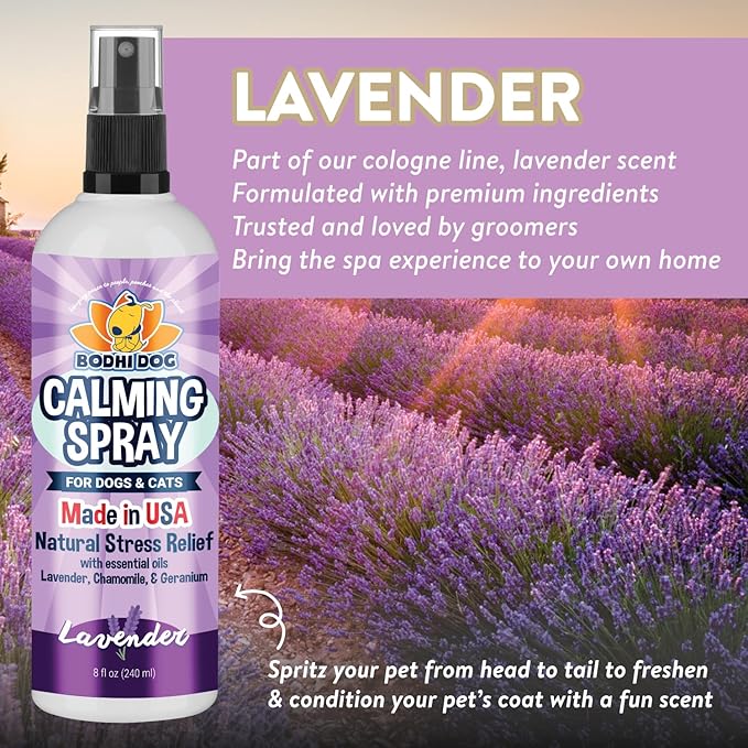 Bodhi Dog Natural Calming Spray for Dogs - Anxiety Relief for Grooming, Travel, Fireworks & More - Gentle Care for Pets - Made in USA - Calming Lavender Scent (8 Fl Oz)