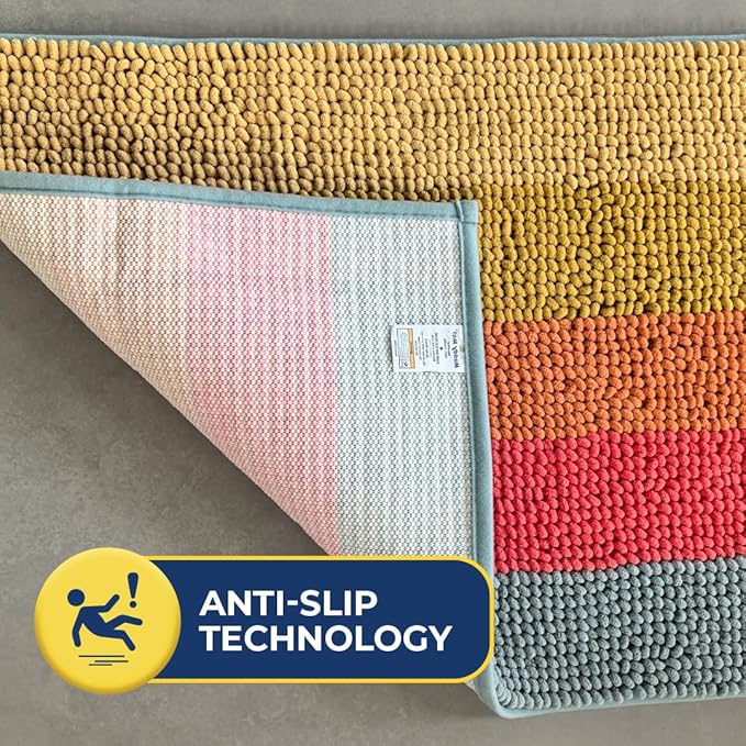 Muddy Mat® Super Absorbent Chenille Dog Door Mat for Muddy Paws – Non-Slip, Machine Washable Indoor Entry Rug, Quick-Dry Pet Mat for Entryway – Candy Stripes 19"x30"
