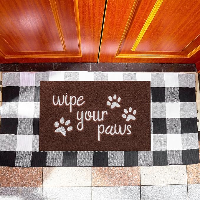 Welcome Door Mats for Outdoor Entrance Funny Door Mat Wipe Your Paws Floor Mat, Welcome Mats for Front Door Indoor Non Slip Backing Rubber Mat for Outside Dog