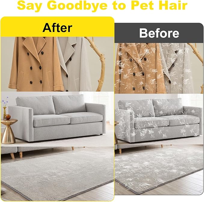 Pet Hair Removal Gloves for Cats & Dogs, Reusable Electrostatic Pet Grooming Gloves, Efficient Hair Remover Tools for Couch, Car Seat, Furniture, Carpet & Bedding (2 Pcs)