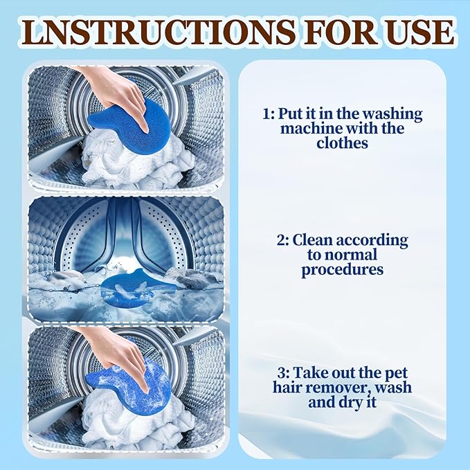 Pet Hair Remover for Laundry, Reusable Dog & Cat Hair Remover Tool, Effectively Removes Pet Hair, Lint and Dander from Bedding and Clothing, Suitable for Washing Machines, Dryers 4PCS