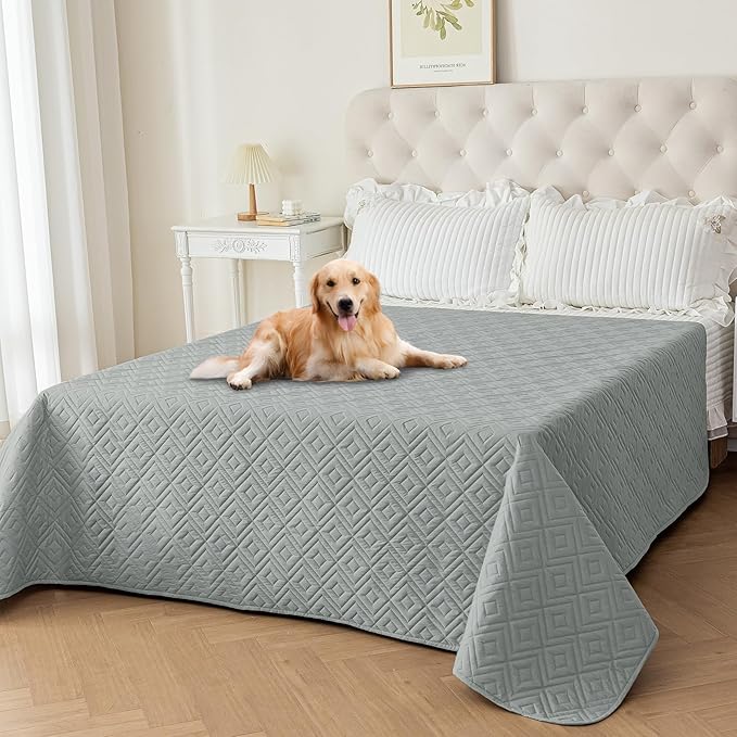 2026 Waterproof Dog Bed Blanket (82"x120") Comfy Couch Sofa Mat for Dog Pets with Anti-Slip Back, Universal Incontinence Lightweight Liner Pad for Furniture Car Picnic etc Durable Washable, Light Grey