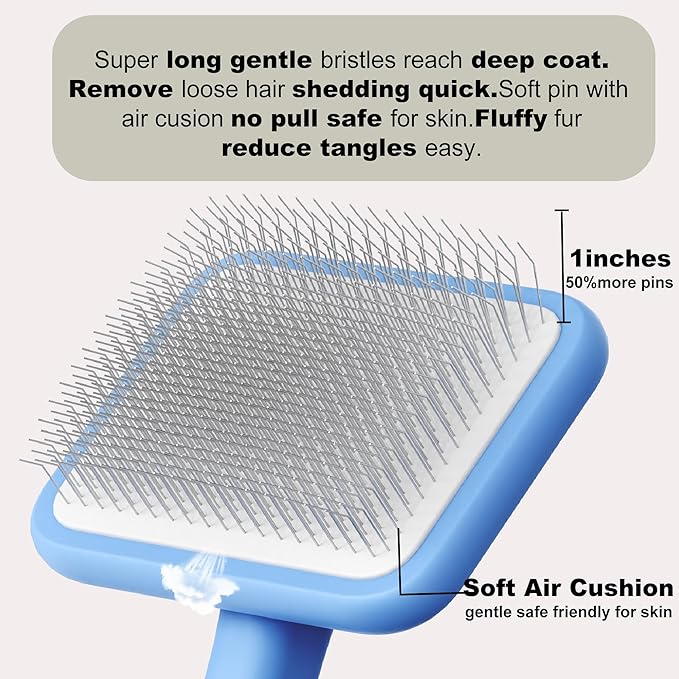 Dog Brushes for Poodles,Doodles,Goldendoodle,Bernedoodle.Dog Slicker Brush for Thick Long Curly Fur Deshedding,Fluffy,Grooming Remove Loose Hair Quick Easy.Long Pin Slicker Brush for Shedding.(Large)