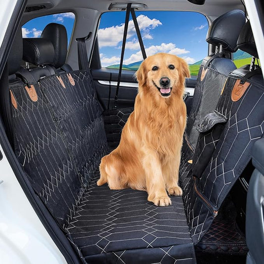 Dog Car Seat Cover for Back Seat, Dog Hammock for Car Seat Protector with Mesh Window Waterproof Nonslip Cars Trucks and SUV 53” W x 60” L
