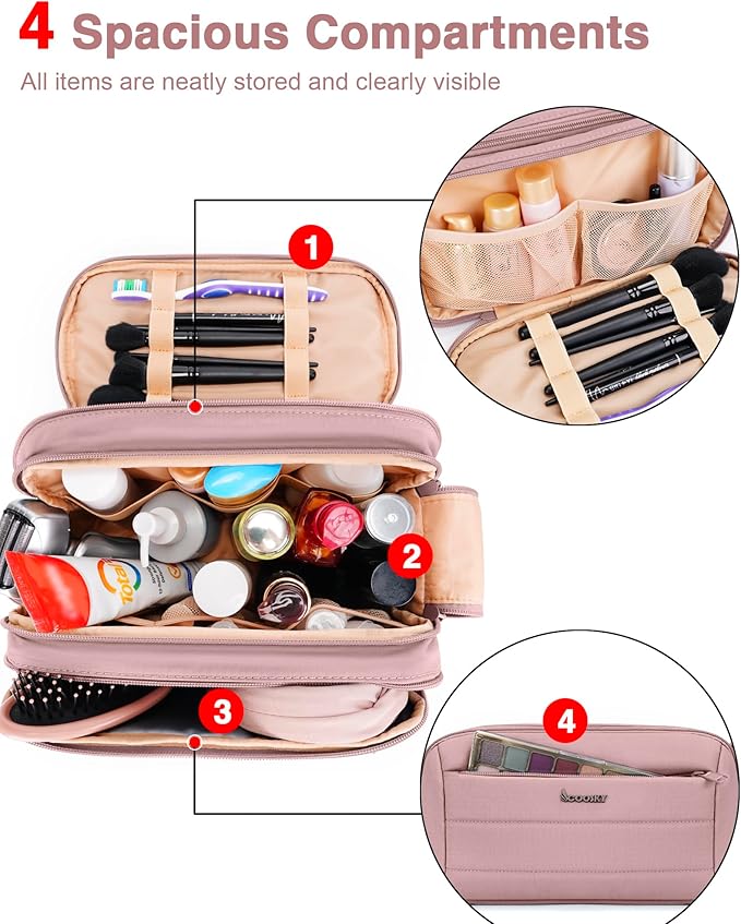 Toiletry Bag for Men & Women, Cruise Ship Travel Essentials, Shaving Dopp Kit with Dry and Wet Separation, Water-resistant Bathroom Cosmetic Organizer Bag, Makeup Accessories, Dark Purple