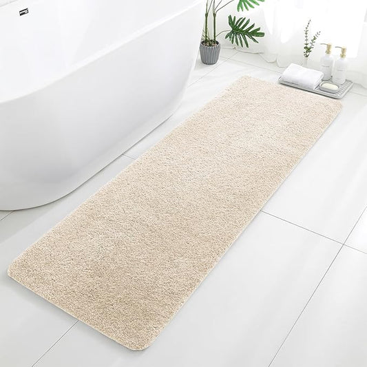 Beige Bathroom Rugs Runner 24"x72" - Extra Long Plush Bath Mat, Non Slip Absorbent Microfiber Floor Rug, Washable and Fluffy - Ideal for Bathroom, Kitchen or Pet Mat Use