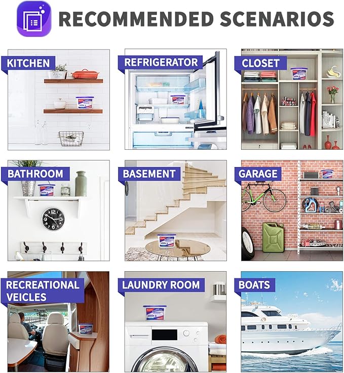 Vacplus Moisture Absorbers 12 Pack, 10.5 Oz, Humidity Absorber Boxes Attracts Extra Moisture from Your Bathroom, Closet, Kitchen, Dehumidifier for Closet (Lavender Scent),Purple