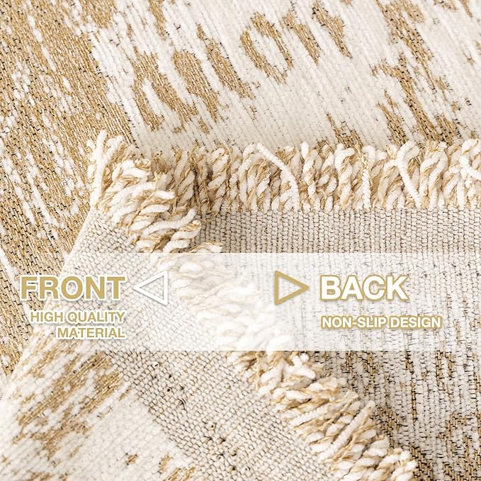 hyha Couch Cover for Dogs, Boho Sofa Covers for 3 Cushion Couch Washable, Chenille Sofa Slipcover for Pets, Soft Loveseat Sectional Couch Throw Blankets with Tassels (Khaki/White, 88.5x150 Inch)