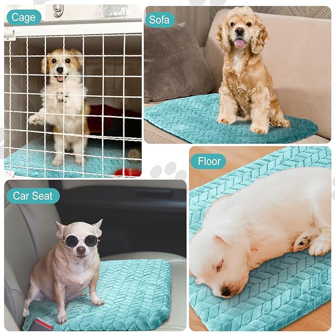 Drydiet 4 Pack Self Heating Cat Pad Self Warming Cat Bed Non Slip Warm Thermal Dog Pad Mat Washable Pet Kennel Crate Bed Mat for Pets Indoor Outdoor(Green,16 x 20 Inch)