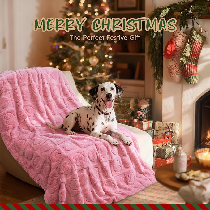 Luciphia 1 Pack 2 Small Dog Blanket Washable Pet Bed Cover Soft Fluffy Puppy Blanket with Premium Fleece 300GSM Cozy Calming Cat Blankets for Indoor Cats Pink 57x40 inch