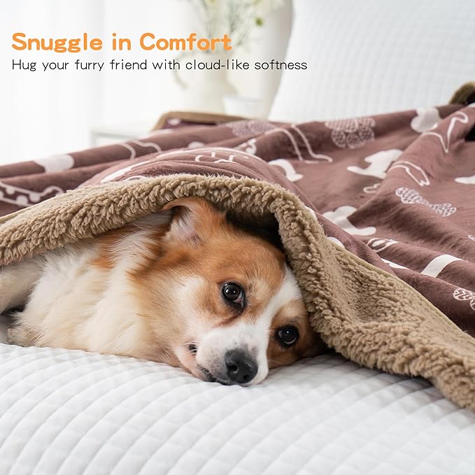CAPT.SNOOZE Waterproof Dog Blankets Pet Blanket, 30"x40" Cat Blanket for Indoor Cats, Soft Fluffy Sofa Car Bed Protector, Reversible Sherpa Fleece Puppy Blanket for Small Medium Dogs (Chocolate)