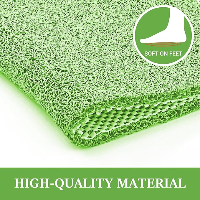 LuxStep Shower Mat Bathtub Mat,24x36 inch, Non-Slip Bath Mat with Drain, Quick Drying PVC Loofah Bathmat for Tub,Shower,Bathroom, Grass Green