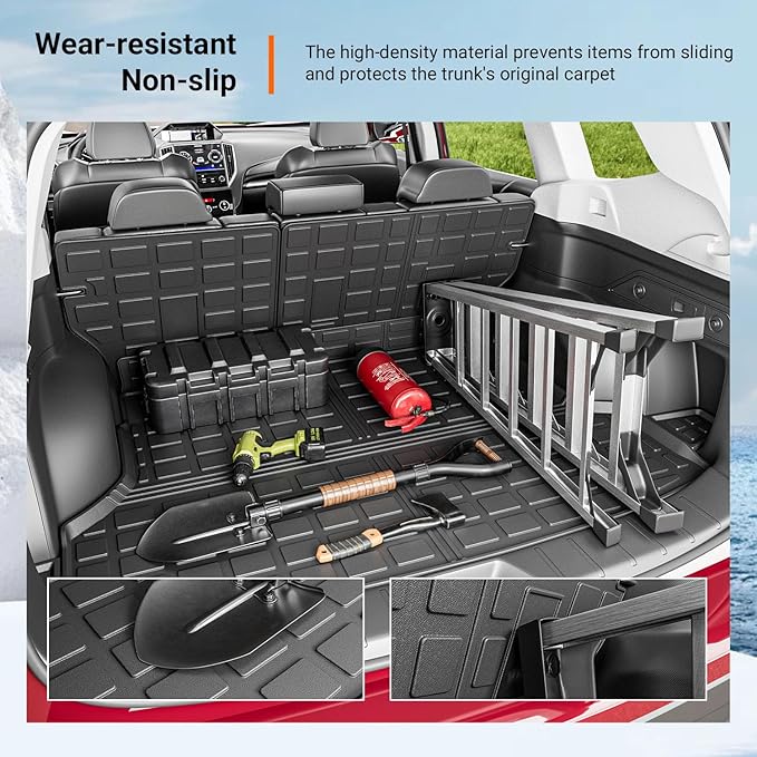 powoq Cargo Mat Compatible with 2019-2024 Subaru Forester Trunk Mat Cargo Liner Back Seat Protector TPE Replacement for 2019-2021 2022 2023 2024 Subaru Forester Accessories (Trunk Mat+Backrest Mats)