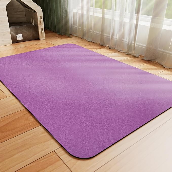 Dog Food Mat - Absorbent Cat Mat for Food and Water, No Stains Pet Feeding Bowl Mat, Easy to Clean Pet Placemats, Quick Dry Dog Water Dispenser Mat for Messy Drinkers | Purple 12"x 19"