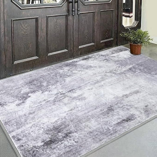 COMSLE Door Mat, Front Door Mat Indoor for Entrance Faux Wool Absorbent Non Slip Modern Throw Rug for Entryway Bedroom Muddy Paws - Pet Friendly, 36x60 Inches,Modern Gray Machine Washable