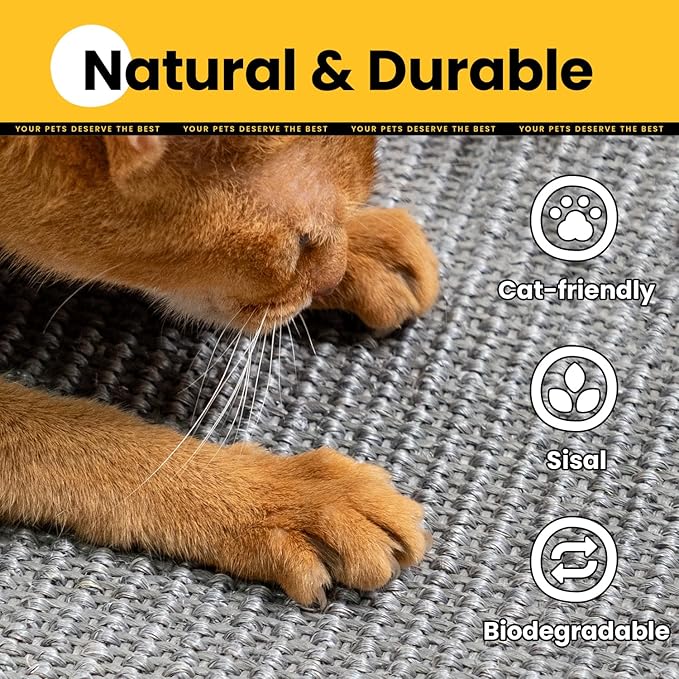Extra Large Cat Scratcher Mat (27.5" x 35.4"), Natural Sisal Cat Scratching Pad for Indoor Cats, Mess-Free Cat Scratch Rug & Cardboard Alternative, Couch & Furniture Protector
