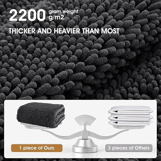 IM HOME Chenille Absorbent Outdoor Doormat 71" x 25", Washable Muddy Door Mats for Dog Non Slip Indoor Doormat Dog Mat for Muddy Paw Front Inside Doormats for Entryway Dark Grey