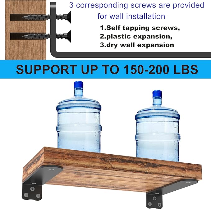 Floating Shelf Bracket, 4 Inch 6PACK Black Heavy Duty Shelf Bracket,Hidden Shelf Brackets 1/5 in Thick,L Brackets Support for Shelves,Suitable for Kitchen, Study Or DIY,Holds Over 160lb+