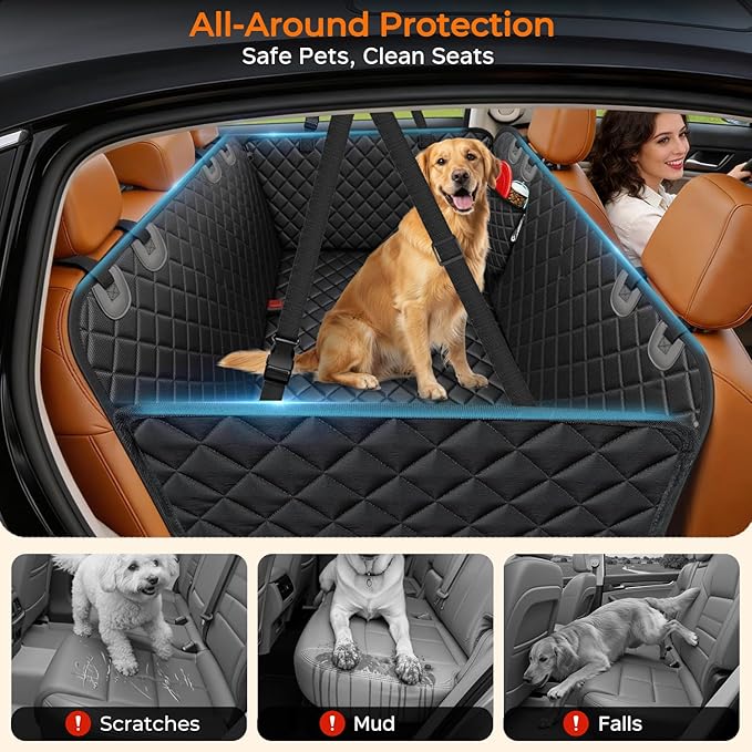 URPOWER Dog Car Seat Cover for Pets 100% Waterproof Seat Cover Hammock 900D Heavy Duty Scratch Proof Nonslip Durable Soft Back Seat Covers for Cars and SUVs