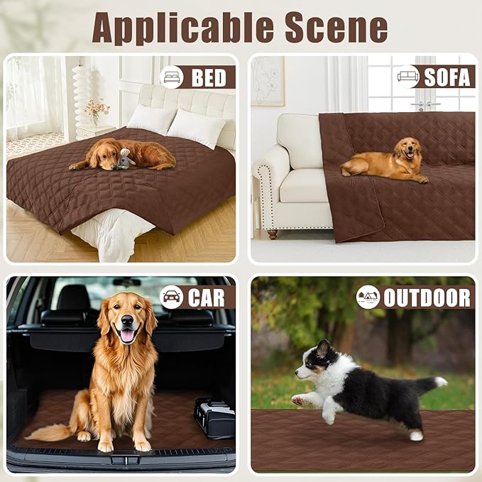 Smiry Waterproof Dog Bed Cover Blanket 30x53, Soft Reversible Pet Blanket, Washable Leakproof Cats Dogs Couch Cover for Sofa, Couch, Furniture, Lattice, Brown/Brown