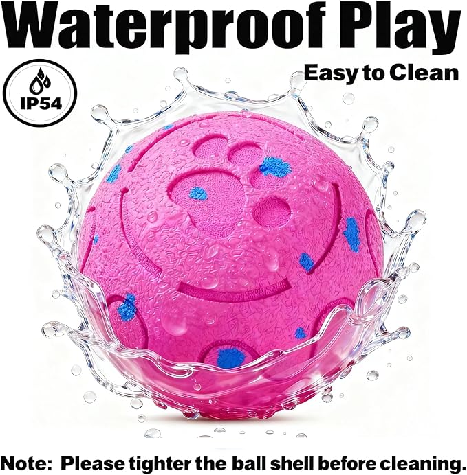 Dog Balls: Interactive Dog Ball, Self-Moving Dog Toy with Auto-Rolling & Bouncing, E-TPU Material, IP54 Waterproof, Motion-Activated, for Small/Medium/Large Dogs (Pink)