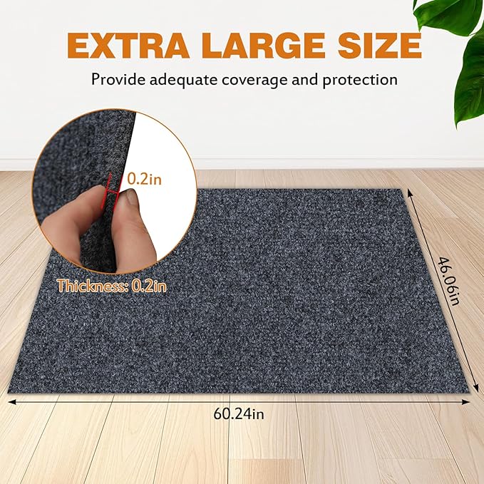TRINKA Dog Crate Mat Liner, 46" X 60" X 0.2" Extra Large Waterproof Non-Slip Mat for Under Dog Kennel, Absorbs Urine Washable Reusable Under Pet Crate Pad to Protect Floors (Dark Gray)