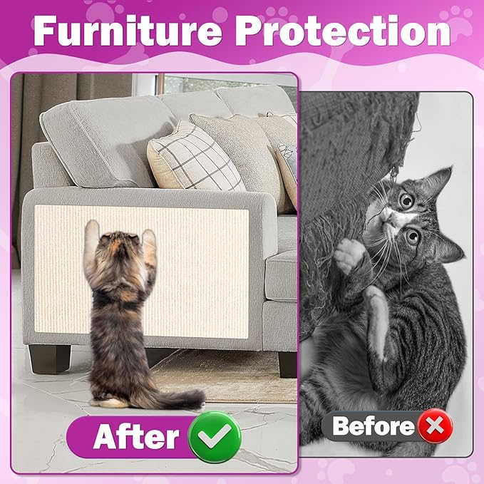 ENONCI Anti Cat Scratch Couch Furniture Protector, 78.7x15.8 Wall Corner Scratcher Pads Mat, DIY Climbing Scratching Carpet Post Board Replacement