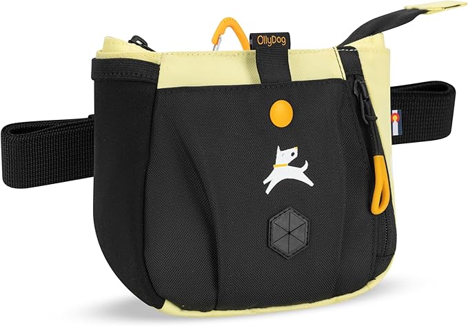 OllyDog Backcountry Day Bag | Hands-Free Dog Training Treat Pouch | Fanny/Hip Pack with Zipper Closure & Built-in Poop Bag Dispenser | Removable Waist Clip (Sol)