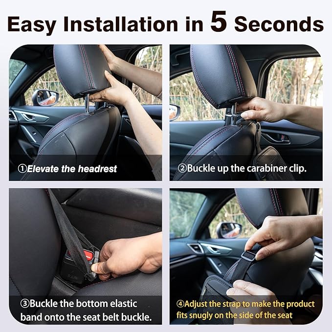 Car Tissue Holder, Rectangle Tissue Box Cover for 60/120/180 Count Kleenex Tissue Boxes, Car Storage Organizer Front Seat with Napkin Holder and 3 Pockets,Seat Side Car Organizer for Cars,SUVs,Trucks