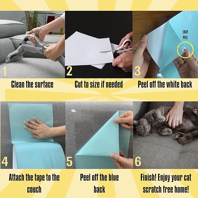 18 Pcs Cat Anti Scratching Training Tape, Double Sided Sticky Tape for Cats, Couch Protector from Cat Claws, Cat Scratch Furniture Protector, Couch Protector Cat, Cat Furniture Protector