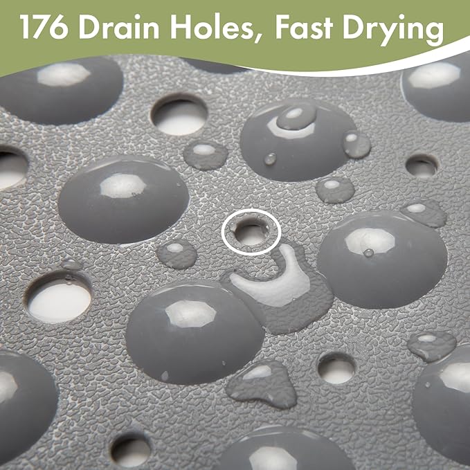 AmazerBath Shower Mat Non Slip 40 x 16 Inches, Shower Stall Mats with Suction Cups and Drain Holes, Non Slip Bath Mat for Tub for Elderly & Kids, Grey