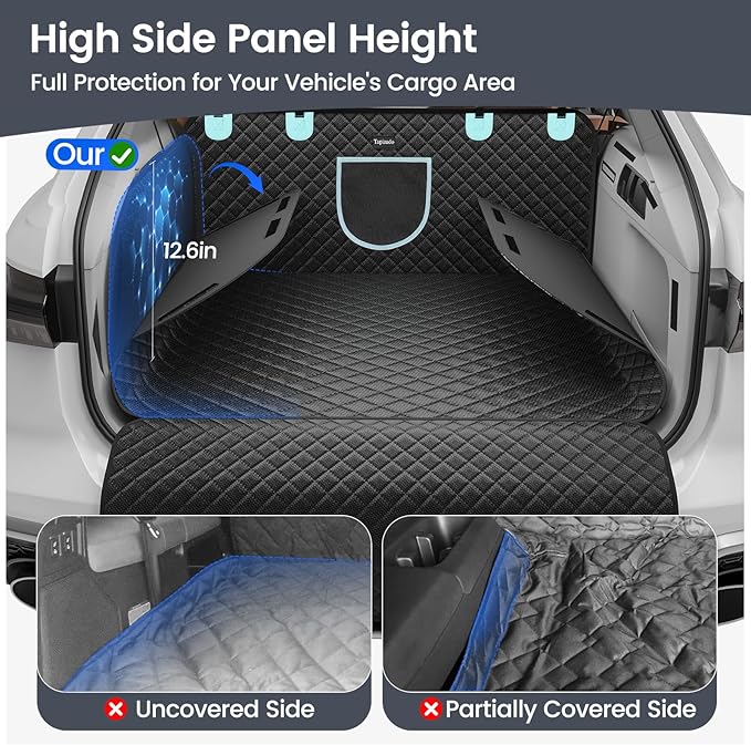 Tapizado SUV Cargo Liner for Dogs with Taller Side Panels, Waterproof Pet Trunk Cover with Anti-Scratch Oxford, Dog Seat Mat for SUV Van with Bumper Flap Protector, Non-Slip, Large Size Universal Fit