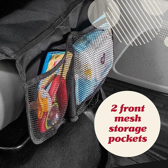 Lusso Gear Car Seat Protector for Baby Car Seat - Thick Padding - Seat Protector Under Baby Car Seat with 2 Mesh Storage Pockets - Black Waterproof Baby Car Seat Protector - Non-Slip Padded Backing