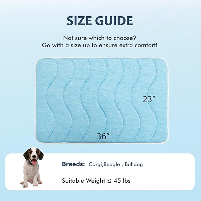 MICROCOSMOS 0.8" Thick Cooling Dog Foam Pad & Summer Pet Sleeping Mat, Machine Washable, Materials Safe, Portable Flat Pet Bed for Dogs.(Sky Blue, 36" x 23")