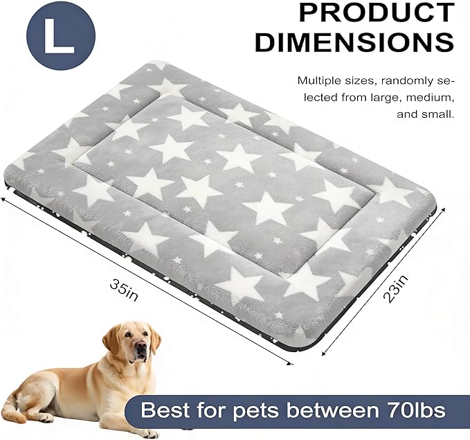 Fogkiss Dog Bed Mat, Reversible Dog Crate Pad with Washable Kennel Mat and Soft Foam, Pet Bed for Dogs & Cats, for Crates Carriers & Travel(Big&Small Stars Grey, 35" L*23" W*1.5" Th)