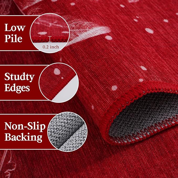 IM HOME Christmas Runner Rugs 2'X4', Untra-Thin Runner Rug Doormat for Hallway, Non Slip and Machine Washable Christmas Runners for Floor, Bedroom, Living Room, Tree