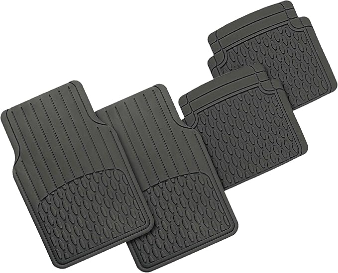 FH Group Automotive Floor Mats - Heavy-Duty Rubber Floor Mats for Cars, Universal Fit Full Set, ClimaProof Floor Mats, Trimmable Floor Mats For Most Sedan, SUV, Truck Floor Mats Gray