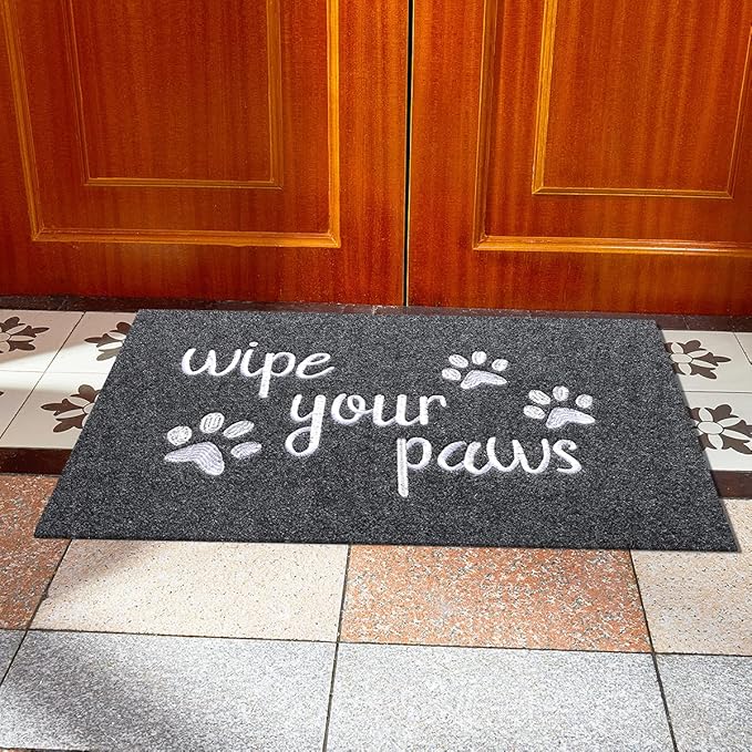 Large Welcome Door Mat, 24x36 - Durable Non-Slip Rubber, Funny 'Wipe Your Paws' Entrance Mat
