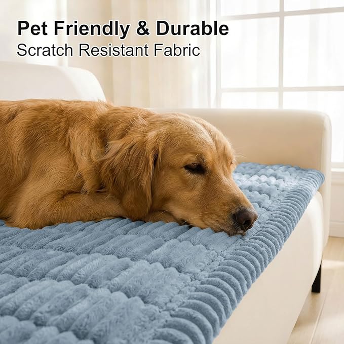 Smiry Couch Cover for Dogs, Non Slip Washable Sofa Protector for Pets, Soft Furniture Cover for Pet, Stylish Sofa Covers, Cozy Protect Against Fur, Dirt & Everyday Messes (Haze Blue, 35.4" x 63")