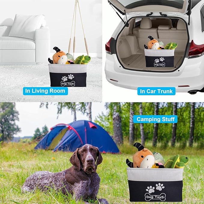 Dog Toy Basket Collapsible Dog Toy Box with Handles Foldable Dog Toy Bin for Pet Toys,Accessories