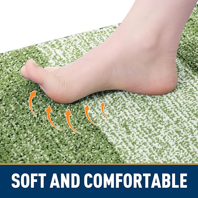 Smiry Dog Door Mat for Muddy Paws, Absorbs Moisture and Dirt, Low-Profile Entryway Mat with Non-Slip Backing, Entry Indoor Outdoor Doormat for Inside Floor (40x32 Inches, Green, Striped)