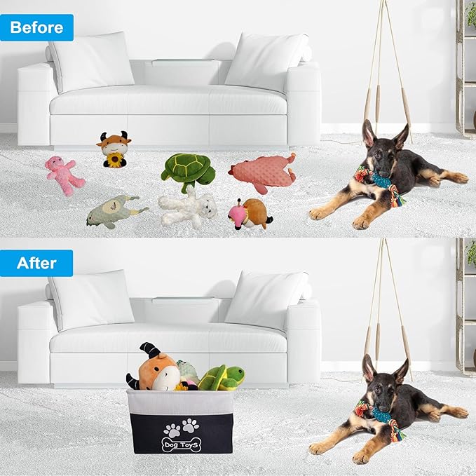 Dog Toy Basket Collapsible Dog Toy Box with Handles Foldable Dog Toy Bin for Pet Toys,Accessories