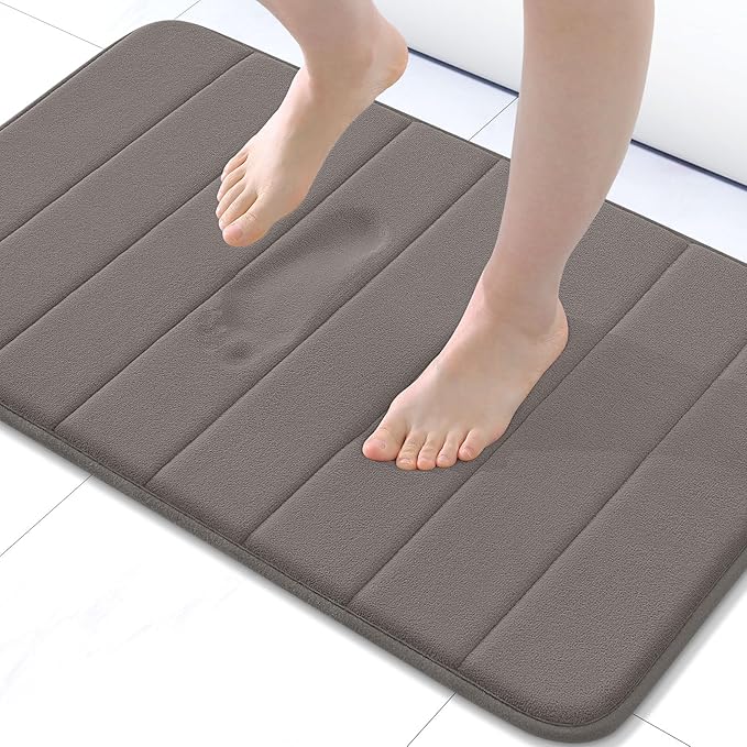 Buganda Memory Foam Bath Mat, 30" x 20", Ultra Soft and Non-Slip Bathroom Rugs, Water Absorbent and Machine Washable Bath Rug for Bathroom, Shower, and Tub, Taupe