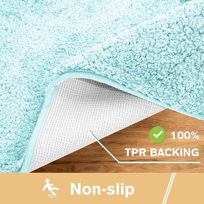 Aqua Haze Bathroom Rugs 24"x40" – Large Plush Microfiber Bath Mat, Soft Non Slip Floor Mat, Absorbent and Washable Rug – Perfect for Bathroom or Bedroom Use